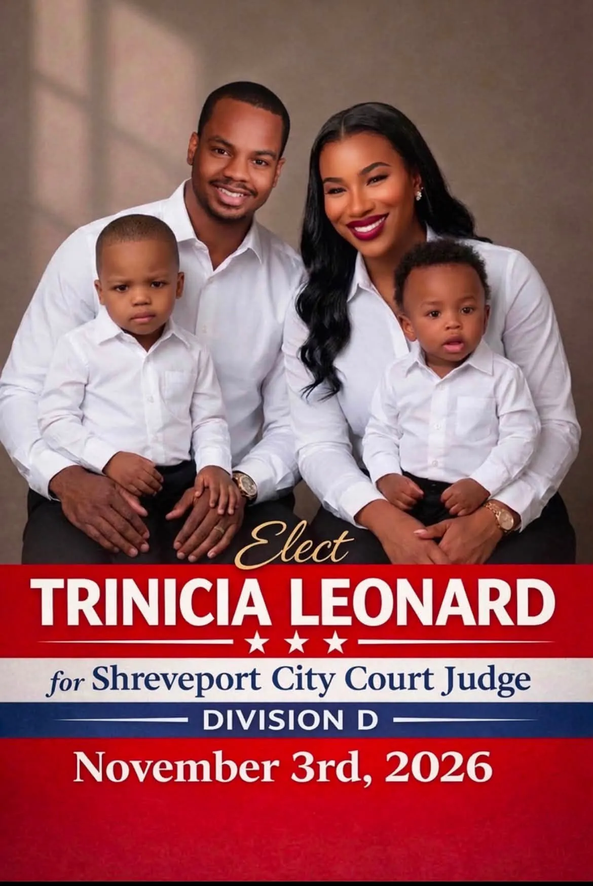 Trinicia Leonard with her husband and their two sons